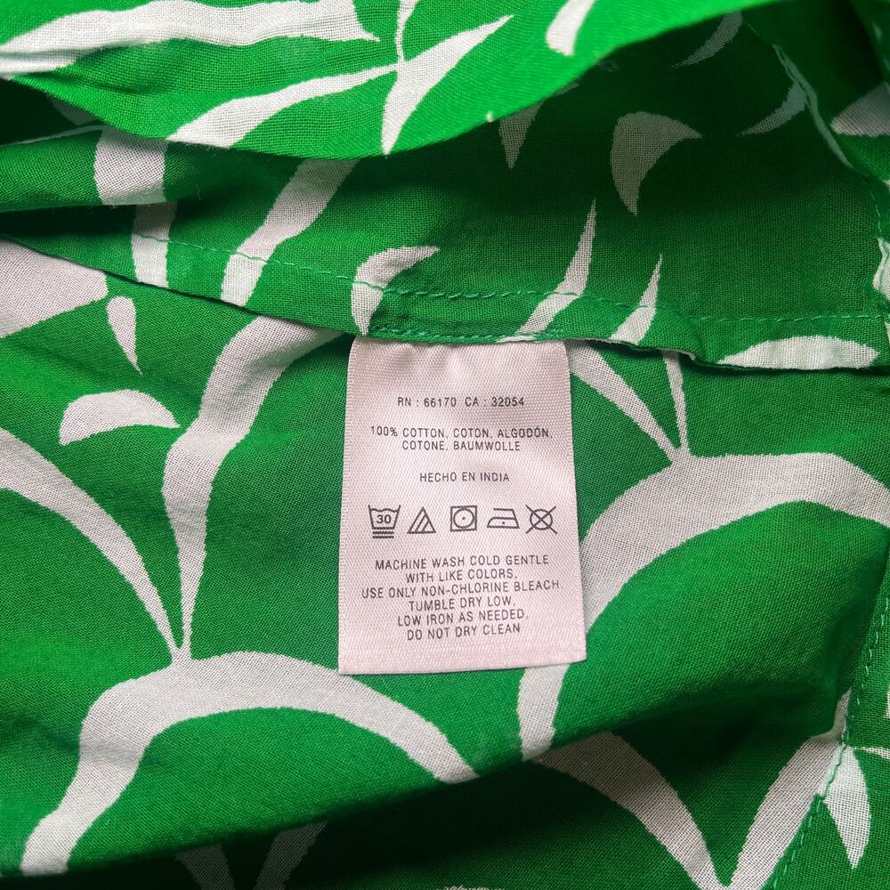 Maeve by Anthropologie Blouse Top Geometric Scallop Print Kelly Green Size 0 - Picture 7 of 7